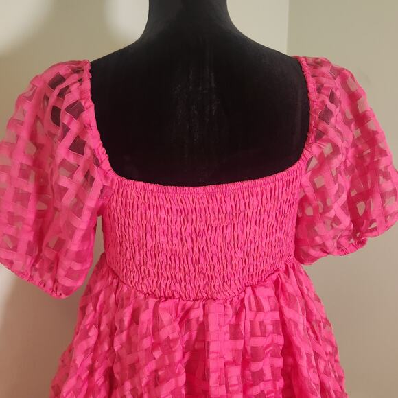 BAEVELY Pink Checkered Mini Sundress, Size Medium - Picture 11 of 14